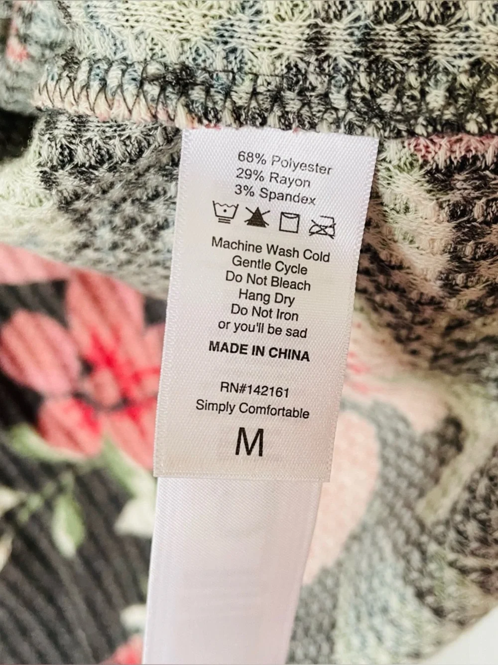 LuLaRoe Charcoal Sweater with Pink Rose Print
